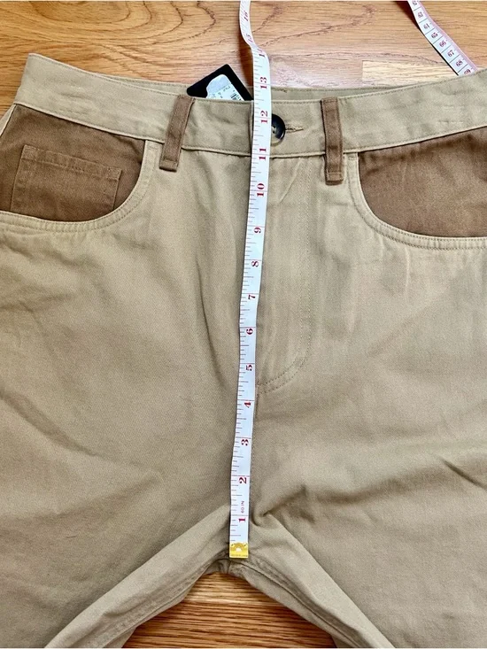 Rag And Bone Light Tan Charlie Cotton Cropped Two Tone Pants - Picture 6 of 14